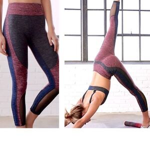 Free People Movement Leggings Dylan Color Blocked Cropped Mesh High Rise Medium